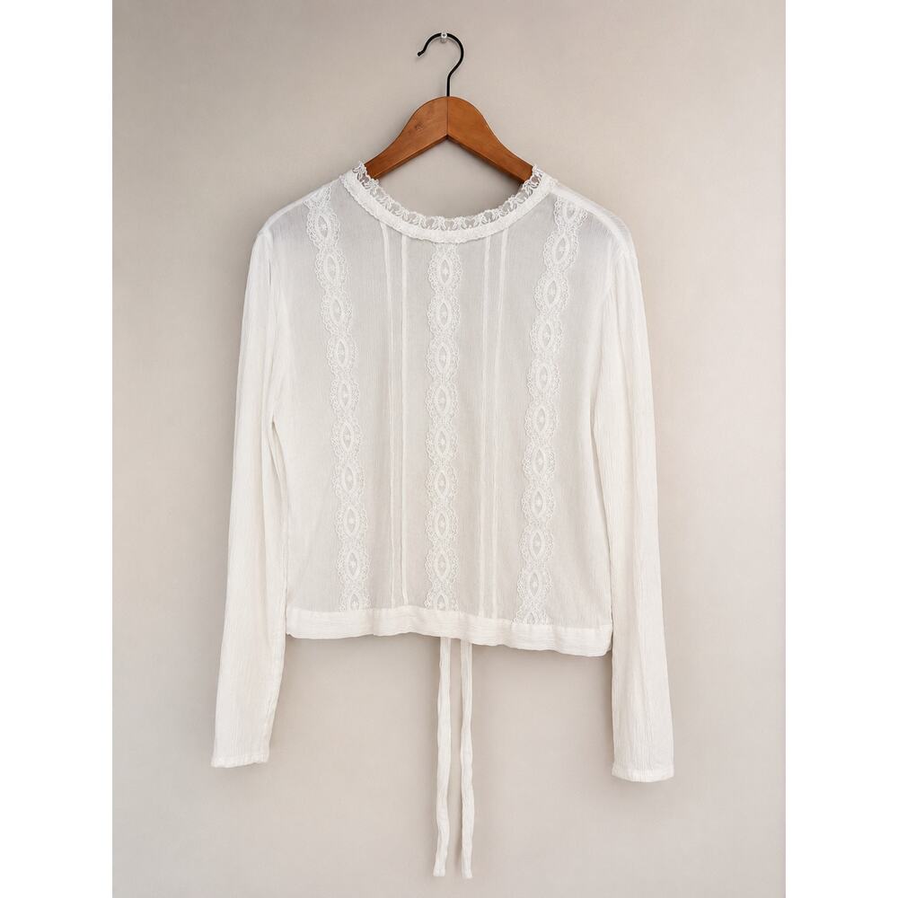 Bohemian Cotton Top Size L Lace Detailing Soft Girl Cottagecore Essential Staple